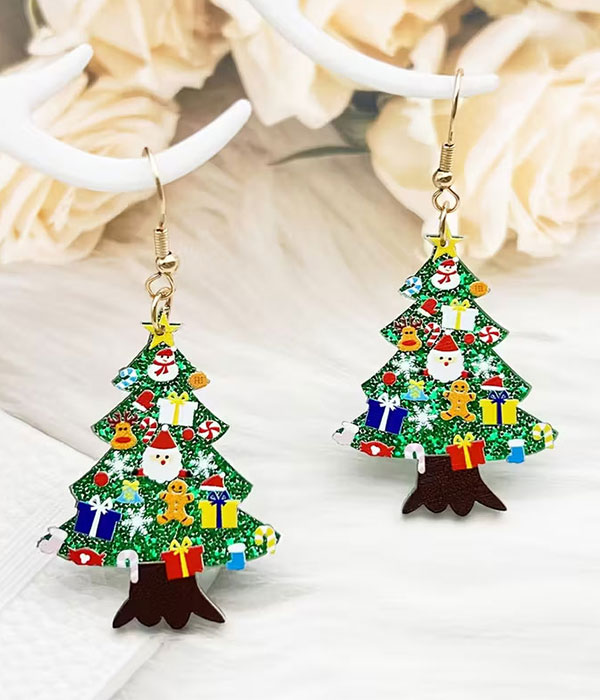 Christmas theme acrylic earring - tree