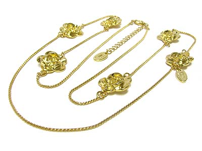 Tutti frutti metal flower link long neckalce