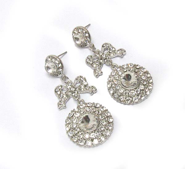 Crystal ribbon and disk drop earring