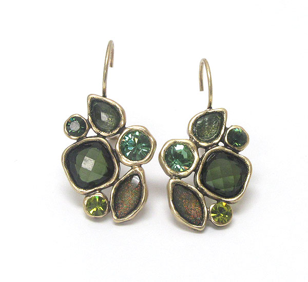 Vintage style crystal and acryl stone bubble earring