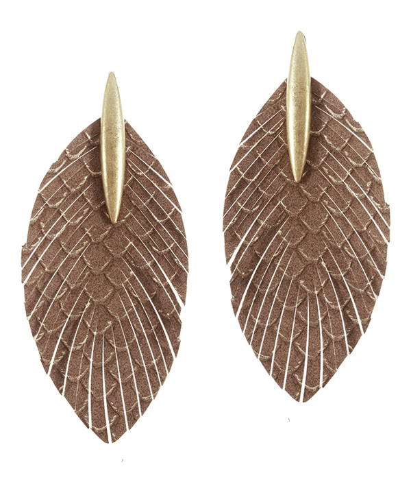 Mermaid scale faux leather fringe earring