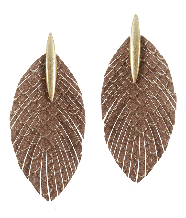 MERMAID SCALE FAUX LEATHER FRINGE EARRING