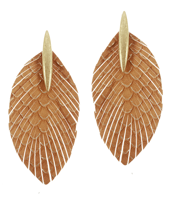 MERMAID SCALE FAUX LEATHER FRINGE EARRING