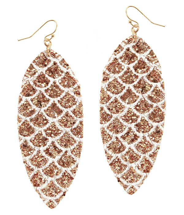 Faux leather glitter mermaid scale earring