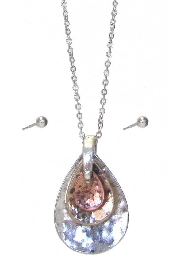 Multi teardrop pendant necklace set