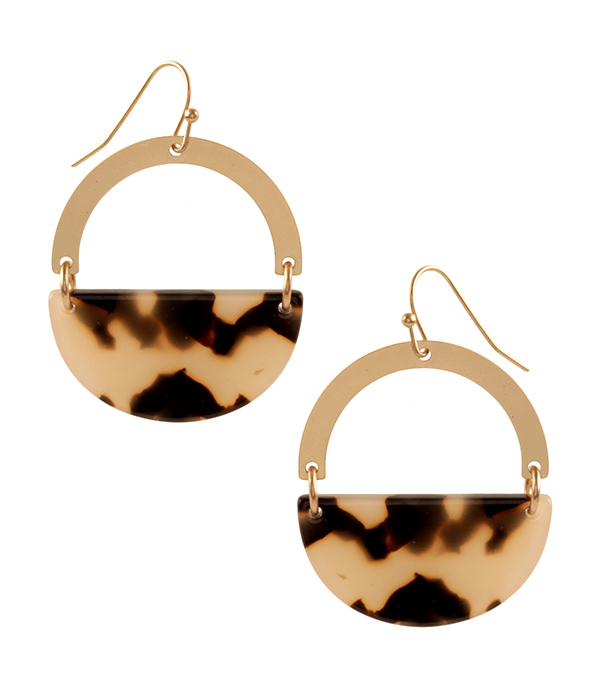 METAL AND ACETATE HALF DISC LINK EARRING