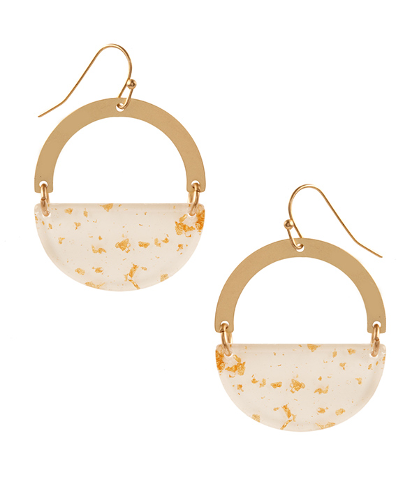 Metal and acetate half disc link earring