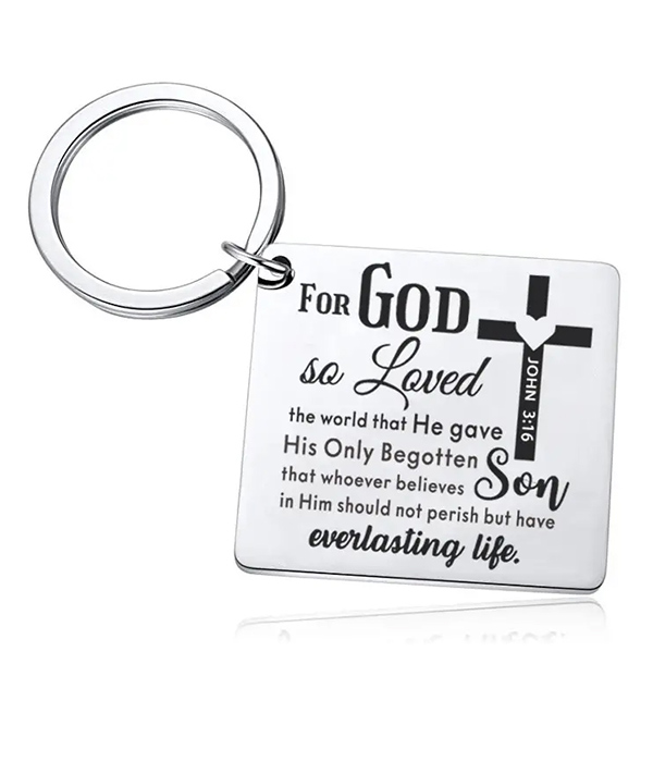 Religious inspiration stainless steel keychain - john 3:16