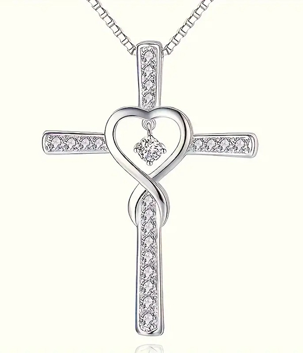 Cross and heart necklace