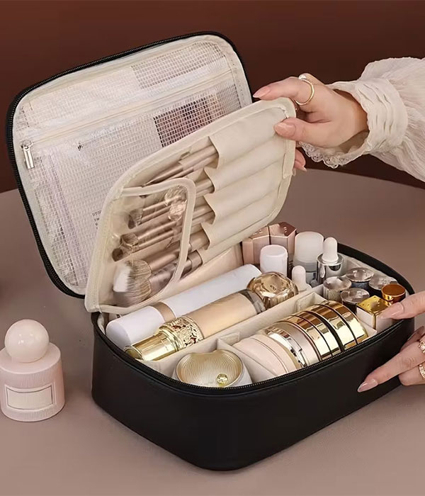 Multi layer large capacity detachable makeup bag