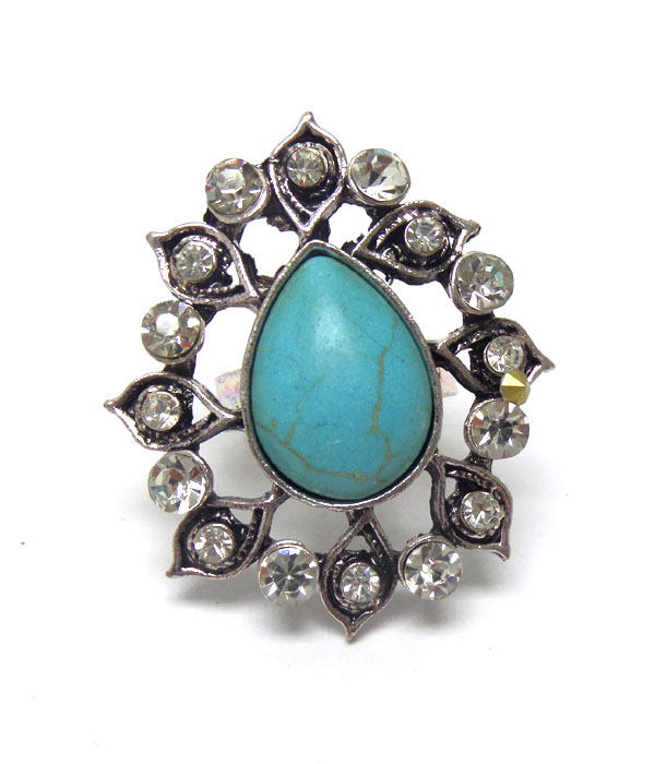Bohemian faux turquoise stone ring 