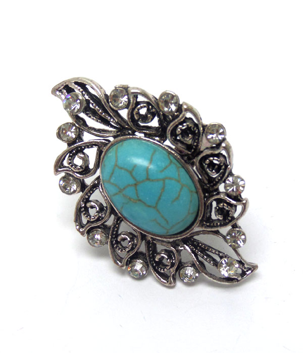 Bohemian faux turquoise stone ring