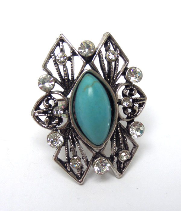 Bohemian faux turquoise stone ring 