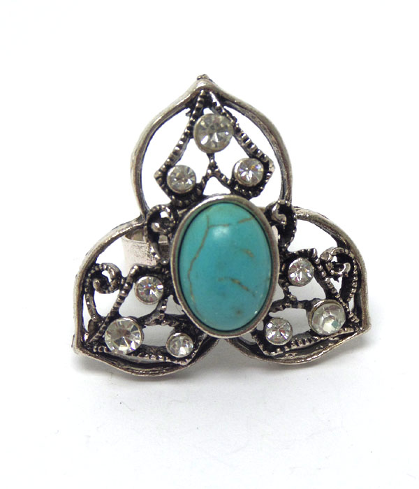 Bohemian faux turquoise stone ring 