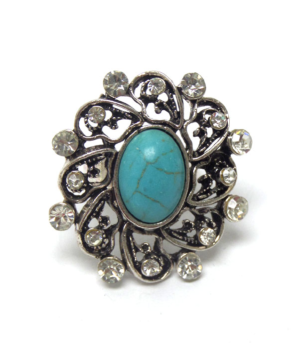 Bohemian faux turquoise stone ring 