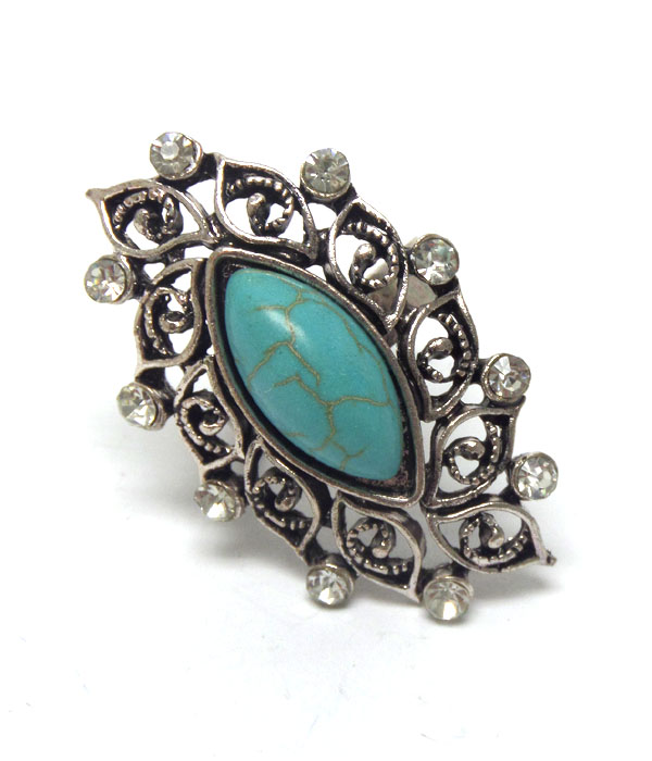 Bohemian faux turquoise stone ring 