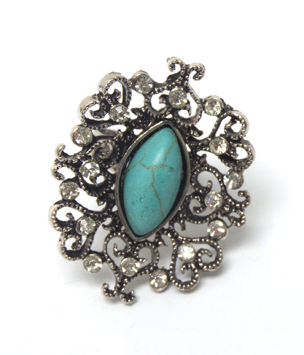 Bohemian faux turquoise stone ring 