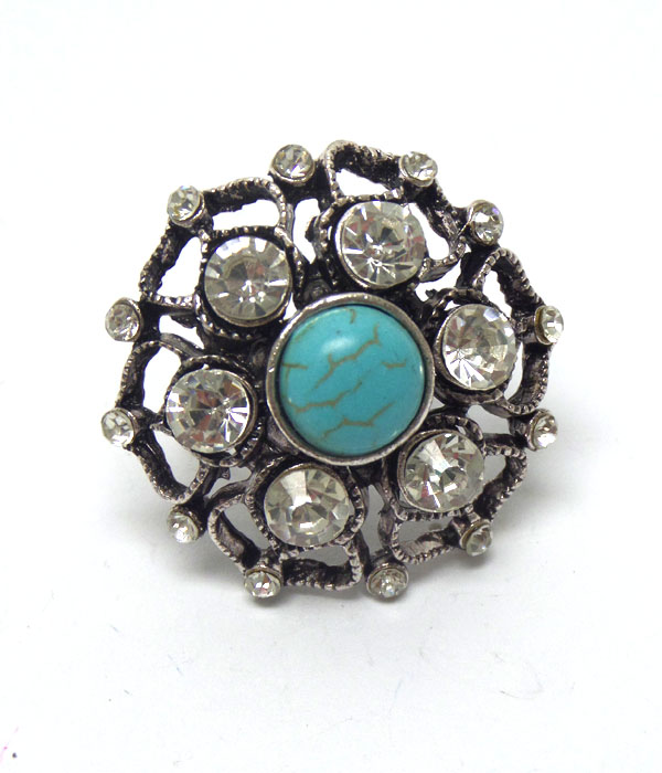 Bohemian faux turquoise stone ring 
