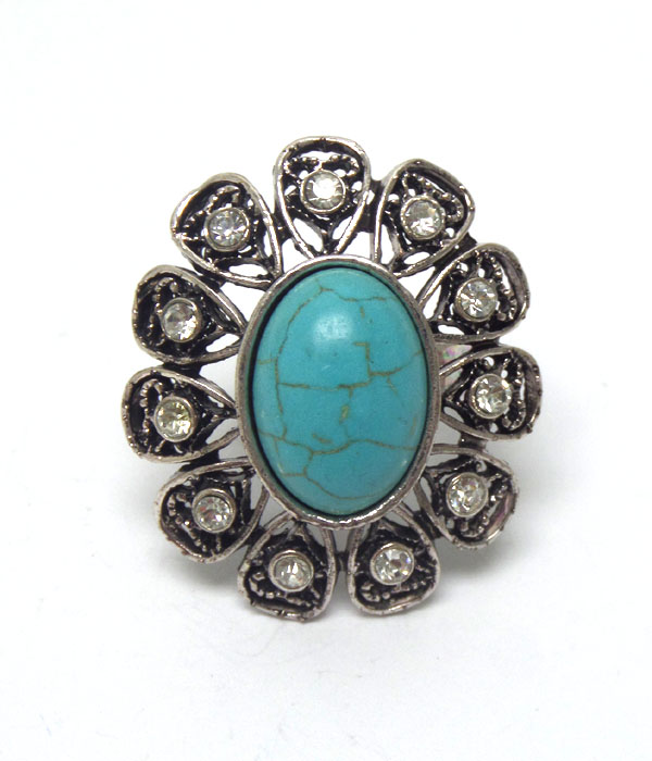Bohemian faux turquoise stone ring 
