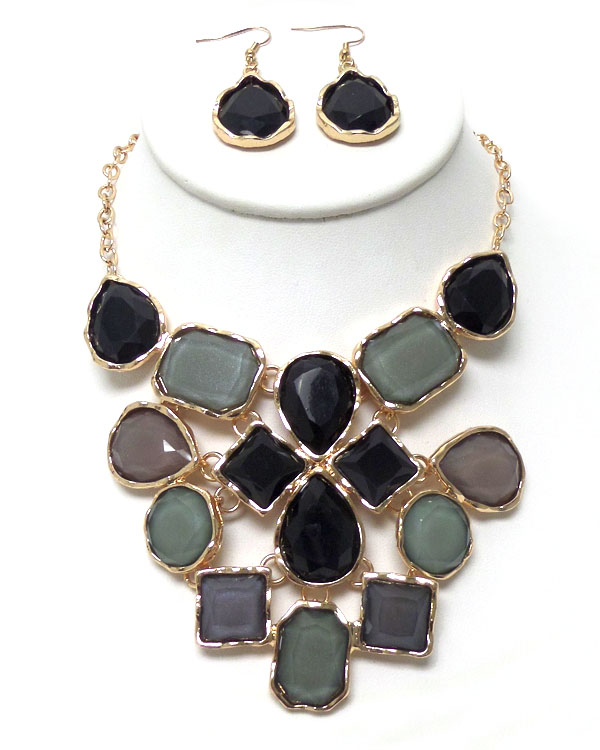 Mutli shape resin stone with casting necklace set