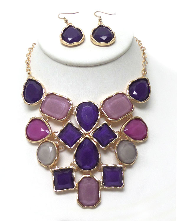 Mutli shape resin stone with casting necklace set