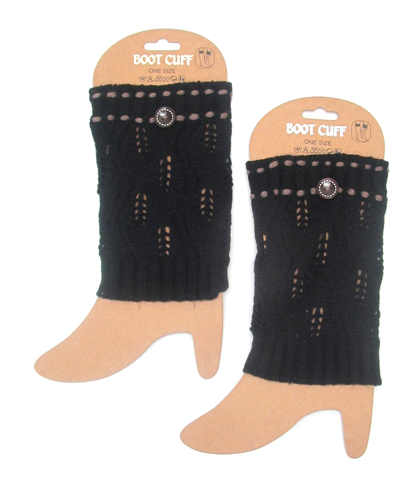 Button accent crochet leg warmer - boot cuffs