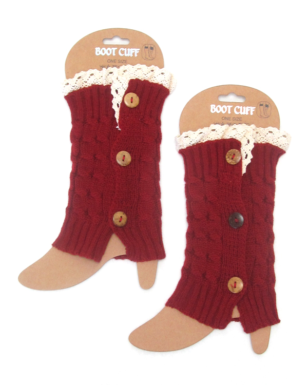 Vintage lace and side buttons crochet leg warmer - boot cuffs