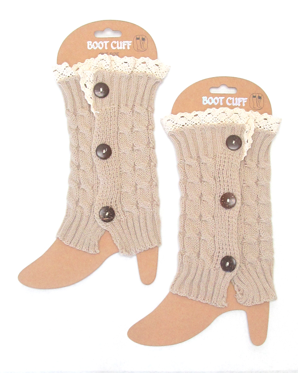 Vintage lace and side buttons crochet leg warmer - boot cuffs