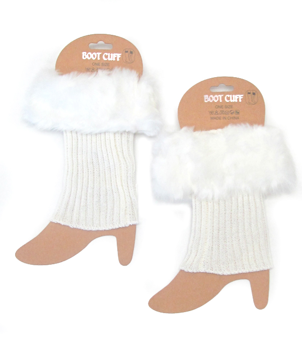 Fur vintage crochet leg warmer - boot cuffs