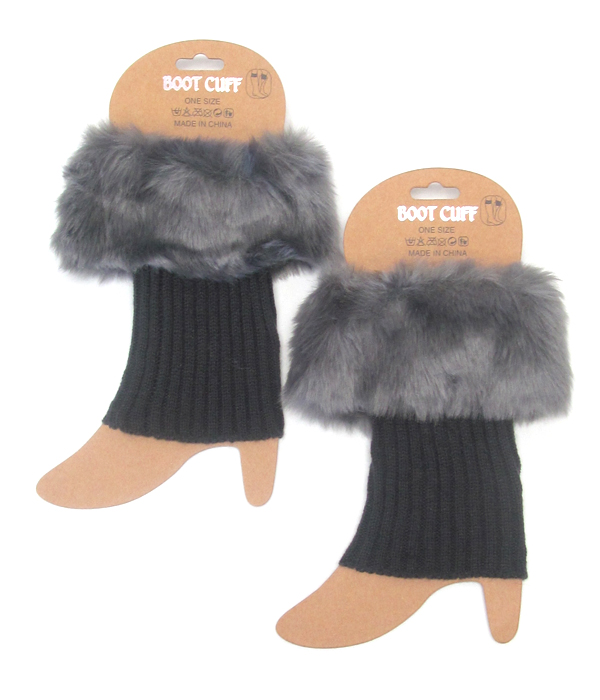 Fur vintage crochet leg warmer - boot cuffs