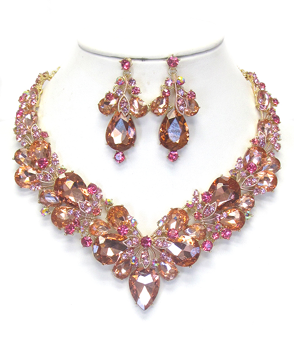 Luxury class victorian style and australian crystal party necklace set