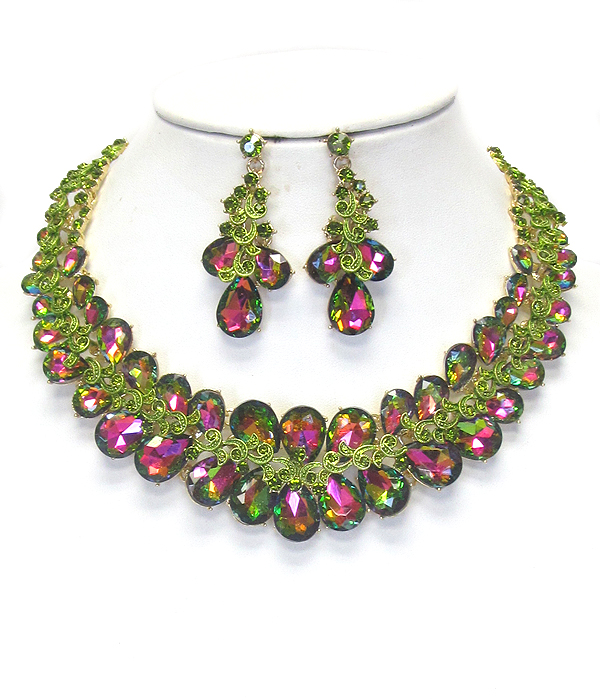 Luxury class victorian style and australian crystal party necklace set