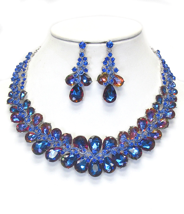 Luxury class victorian style and australian crystal party necklace set