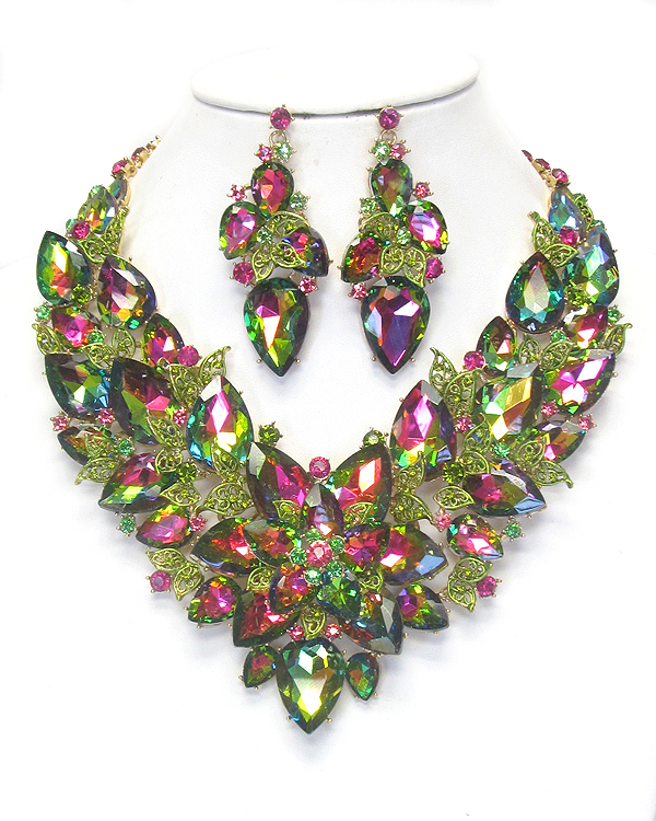 Luxury class victorian style and australian crystal party necklace set