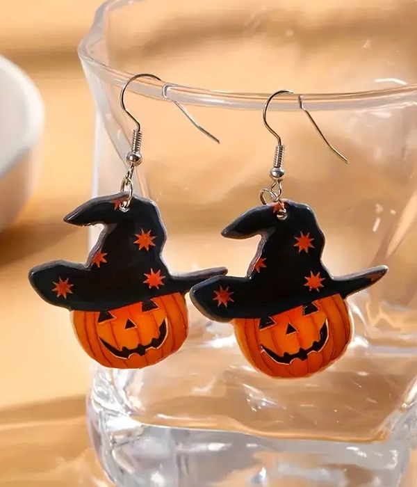 Halloween theme acrylic pumpkin earring