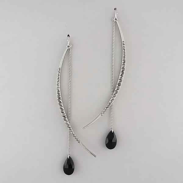 CRYSTAL BEND METAL AND CHAIN DROP CRYSTAL GLASS FASHION DROP EARRING