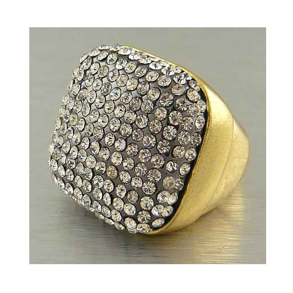 Multi crystal on fashion square stretch ring