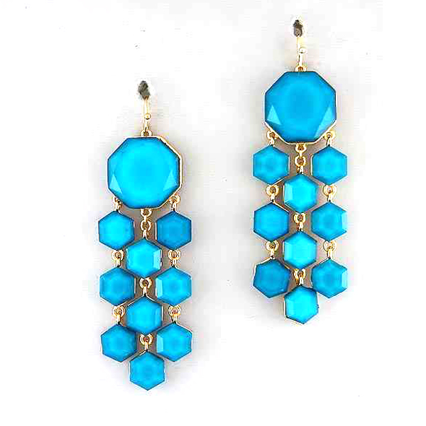 Facet glass stone drop earring