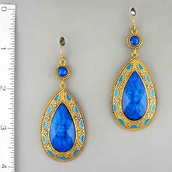 Facet stone tear drop earring