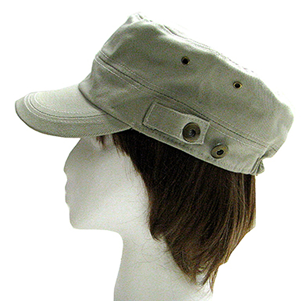 SOLID ARMY CAP WITH BUTTONS