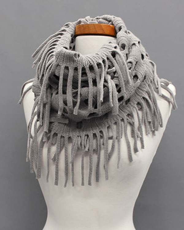 Long fringe infinity scarf