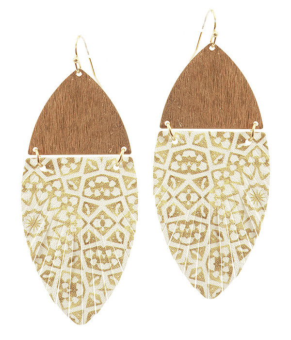 FAUX LEATHER AND METAL MOROCCAN FRINGE MARQUISE EARRING