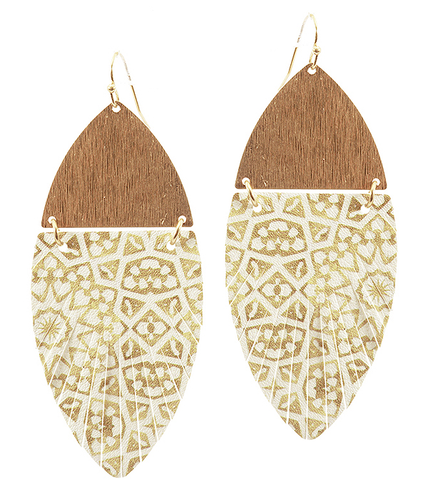 Faux leather and metal moroccan fringe marquise earring