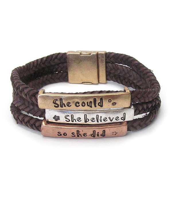 Triple metal bar magnetic bracelet