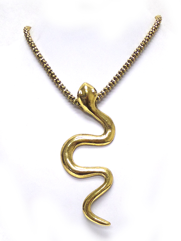 Vintage metal snake statement necklace