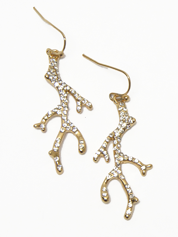 Crystal stud elk horn earring