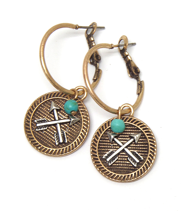 Vintage handmade style arrow charm dangle earring