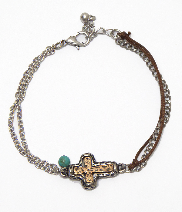 Vintage handmade style cross charm bracelet