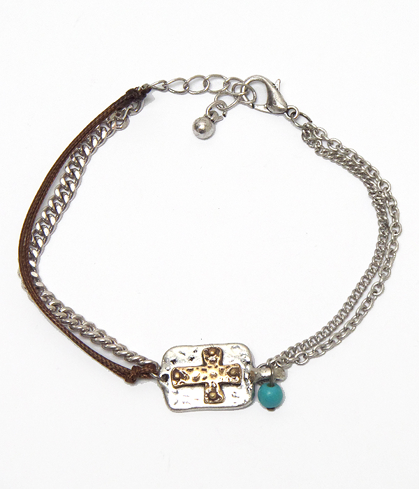 Vintage handmade style cross charm bracelet