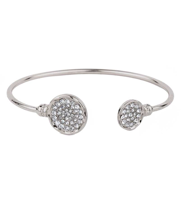 Crystal stud disk wire bangle bracelet